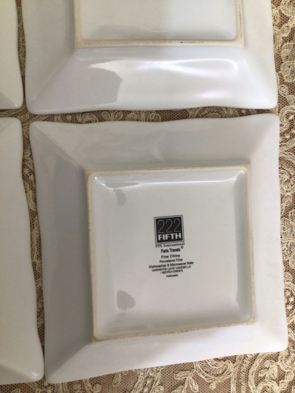Paris Travels by 222 FIFTH (PTS) Square Appetizer Plates Set of 4